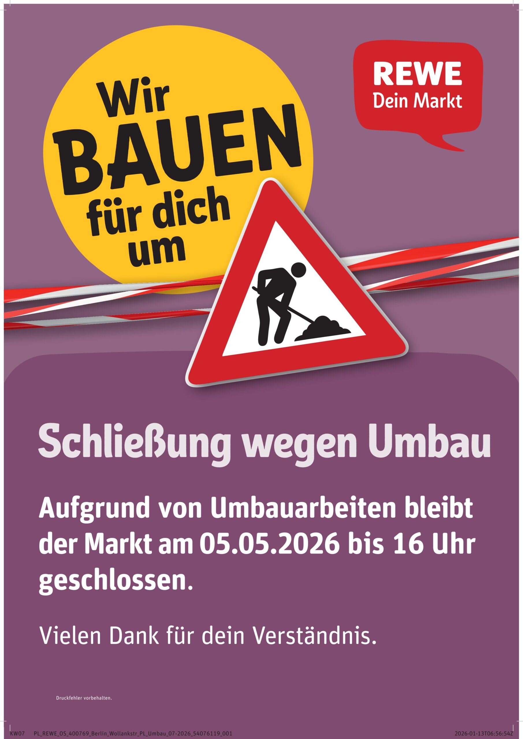 REWE: Schließung wegen Umbau