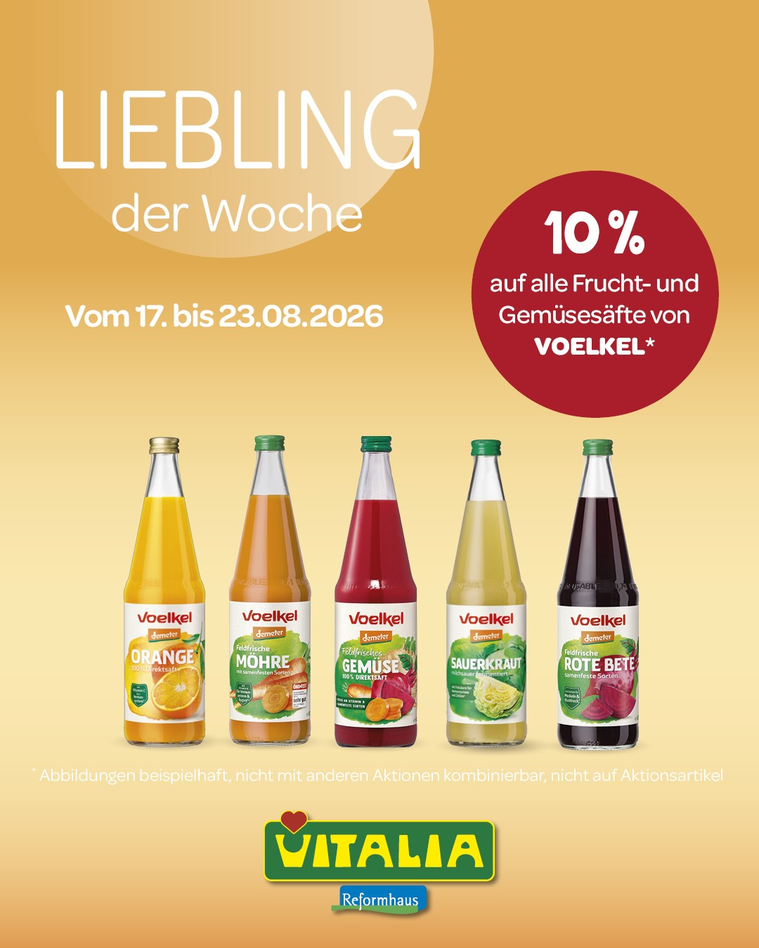 Vitalia Reformhaus: Liebling der Woche – 10% auf alle Frucht- und Gemüsesäfte von Voelkel