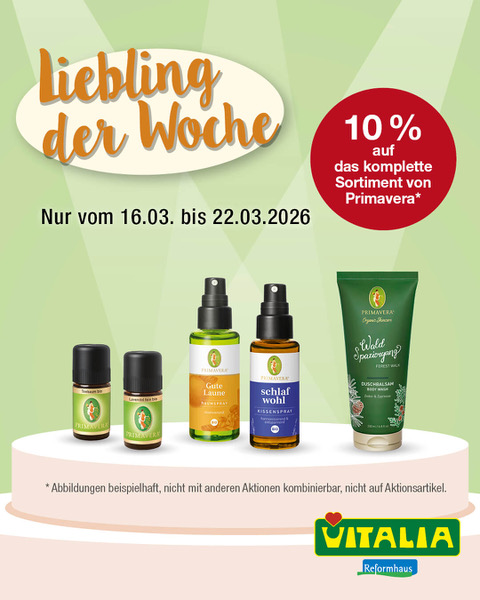 VITALIA Reformhaus: Liebling der Woche – 10% auf das komplette Sortiment von PRIMAVERA
